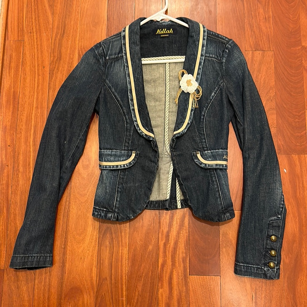 Killah Italian Designer women’s/Junior retro Jean Jacket Xsmall